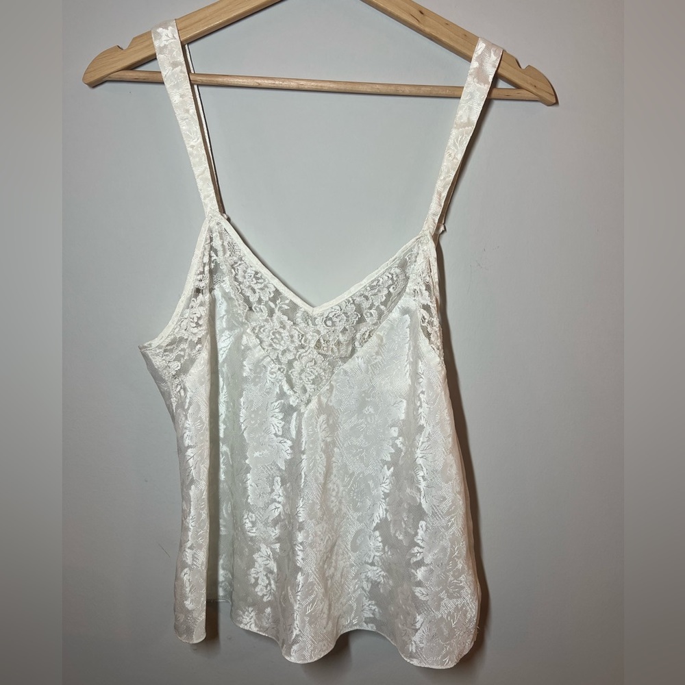 Victorias Secret Gold Label Satin Cami Lingerie Sexy Tank Top White Vintage